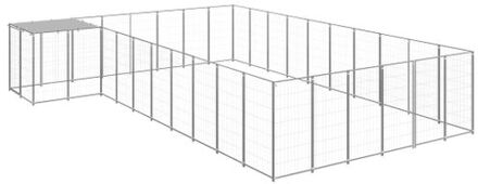 vidaXL Hondenkennel 19,36 m² staal zilverkleurig