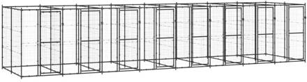 vidaXL Hondenkennel 19,36 m² staal Zwart