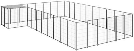 vidaXL Hondenkennel 19,36 m² staal zwart