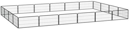 vidaXL Hondenkennel 20 panelen 100x50 cm gepoedercoat staal zwart