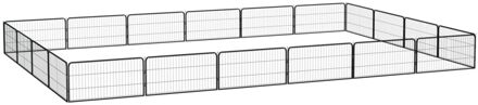 vidaXL Hondenkennel 20 panelen 100x50 cm gepoedercoat staal zwart