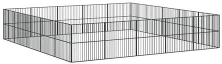 vidaXL Hondenkennel 20 panelen gepoedercoat staal zwart