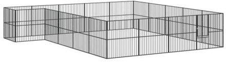 vidaXL Hondenkennel 20 panelen gepoedercoat staal zwart