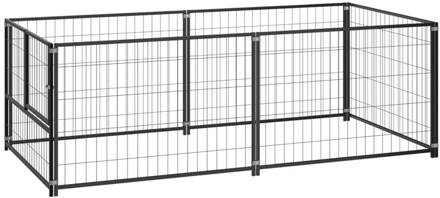 vidaXL Hondenkennel 200x100x70 cm staal zwart