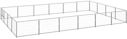 vidaXL Hondenkennel 24 m² staal zilverkleurig