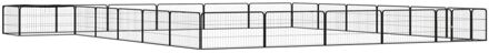 vidaXL Hondenkennel 24 panelen 100x50 cm gepoedercoat staal zwart