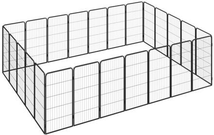 vidaXL Hondenkennel 24 panelen 50 x 100 cm gepoedercoat staal zwart