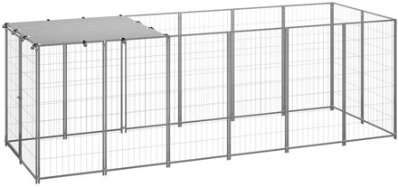 vidaXL Hondenkennel 330x110x110 cm staal zilverkleurig