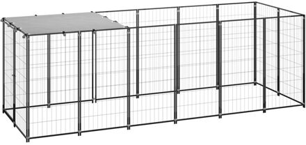 vidaXL Hondenkennel 330x110x110 cm staal zwart