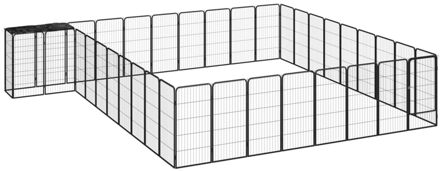 vidaXL Hondenkennel 38 panelen 50x100 cm gepoedercoat staal zwart