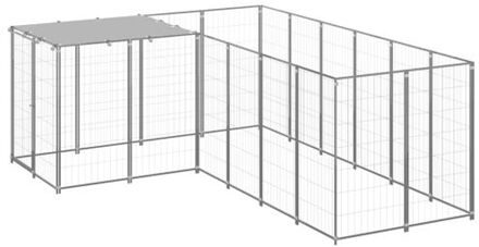 vidaXL Hondenkennel 4,84 m² staal zilverkleurig