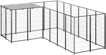 vidaXL Hondenkennel 4,84 m² staal zwart