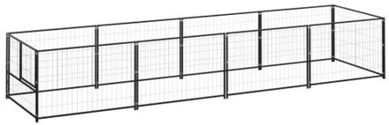 vidaXL Hondenkennel 4 m² staal zwart Multikleur