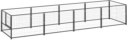 vidaXL Hondenkennel 4 m² staal zwart