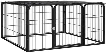 vidaXL Hondenkennel 4 panelen 100x50 cm gepoedercoat staal zwart