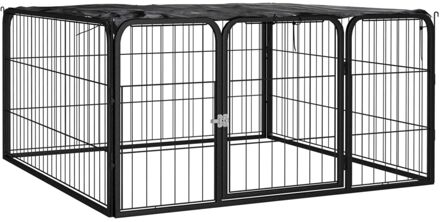 vidaXL Hondenkennel 4 panelen 100x50 cm gepoedercoat staal zwart