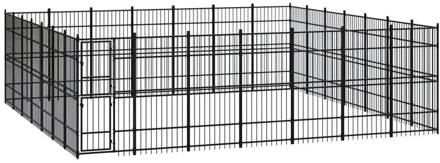 vidaXL Hondenkennel 45,16 m² staal Zwart