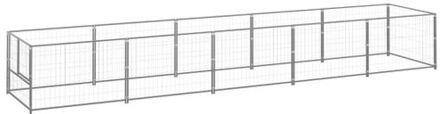 vidaXL Hondenkennel 5 m² staal zilverkleurig