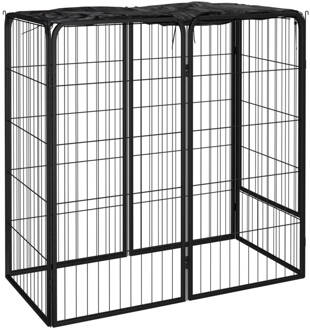 vidaXL Hondenkennel 6 panelen 50 x 100 cm gepoedercoat staal zwart