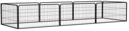 vidaXL Hondenkennel 8 panelen 100x50 cm gepoedercoat staal zwart Multikleur