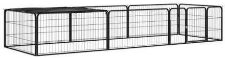 vidaXL Hondenkennel 8 panelen 100x50 cm gepoedercoat staal zwart Multikleur