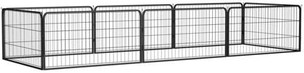 vidaXL Hondenkennel 8 panelen 100x50 cm gepoedercoat staal zwart