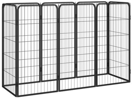 vidaXL Hondenkennel 8 panelen 50x100 cm gepoedercoat staal zwart Multikleur