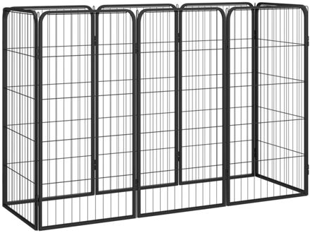 vidaXL Hondenkennel 8 panelen 50x100 cm gepoedercoat staal zwart