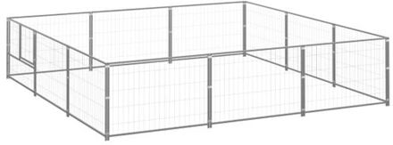 vidaXL Hondenkennel 9 m² staal zilverkleurig Multikleur