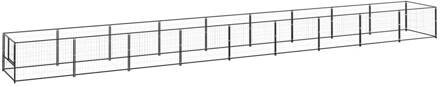 vidaXL Hondenkennel 9 m² staal zwart