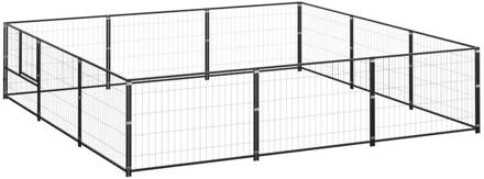 vidaXL Hondenkennel 9 m² staal zwart