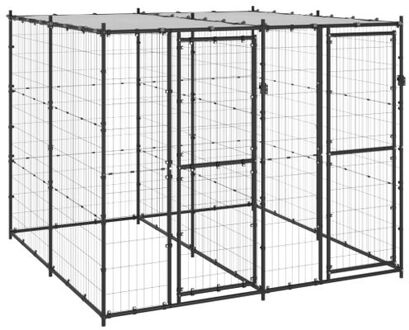 vidaXL Hondenkennel met dak 4,84 m² Multikleur