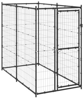 vidaXL Hondenkennel voor buiten 110x220x180 cm staal Multikleur