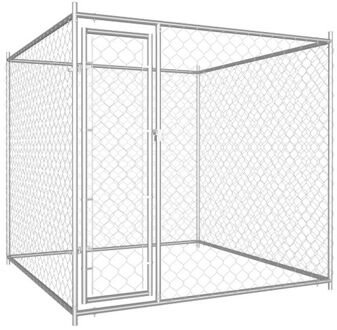 vidaXL Hondenkennel voor buiten 193x193x185 cm Zilverkleurig