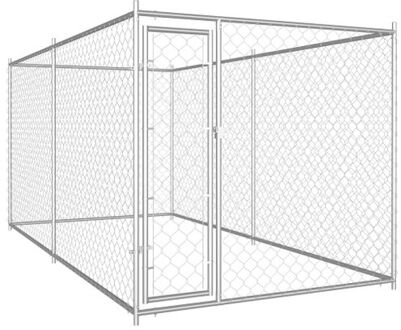 vidaXL Hondenkennel voor buiten 382x192x185 cm Zilverkleurig