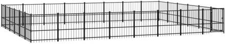 vidaXL Hondenkennel voor buiten 45,16 m² staal Zwart