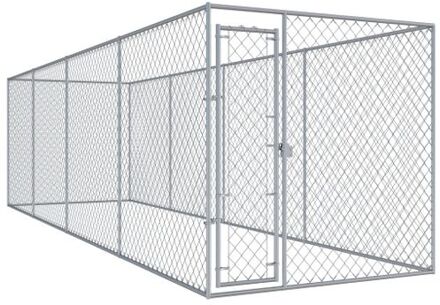 vidaXL Hondenkennel voor buiten 760x192x185 m Zilverkleurig