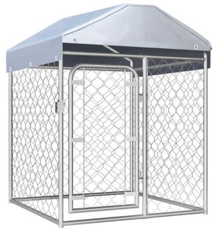 vidaXL Hondenkennel voor buiten met dak 100x100x125 cm Zilverkleurig