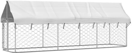 vidaXL Hondenkennel voor buiten met dak 400x100x150 cm Zilver