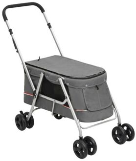 vidaXL Hondenwagen inklapbaar 100x49x96 cm linnenstof grijs Multikleur