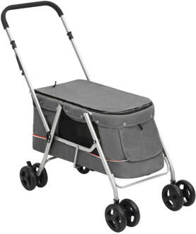 vidaXL Hondenwagen inklapbaar 100x49x96 cm linnenstof grijs