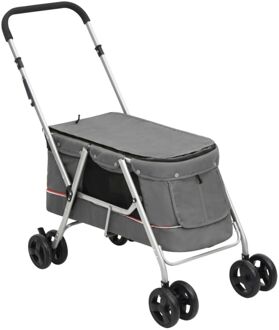 vidaXL Hondenwagen inklapbaar 100x49x96 cm linnenstof grijs