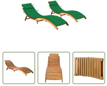 vidaXL Houten Ligbed - Terras- en Tuinmeubelen - 184 x 55 x 64 cm - Massief Acaciahout Groen