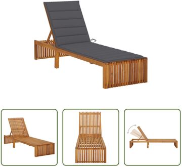 vidaXL Houten Ligstoel - Tuinmeubel - 200 x 60 x 30/90 cm - Verstelbare Rugleuning - Acaciahout - Antraciet Grijs