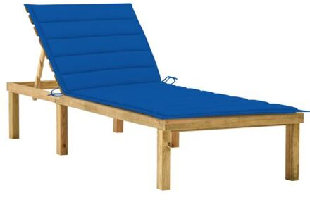 vidaXL Houten Loungebed - Ligbed - Verstelbare rugleuning en voetensteun - 200x70 cm - Koningsblauw