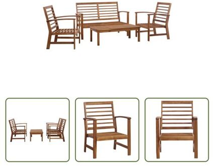 vidaXL Houten Loungeset - Tuinmeubelset - Acaciahout - Olieafwerking - Tafel- 100 x 50 x 33 cm - Bank- 120 x Bruin