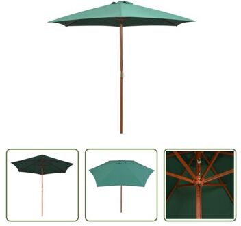 vidaXL Houten Parasol Groen - 270 x 270 cm - UV-Bestendig Polyester