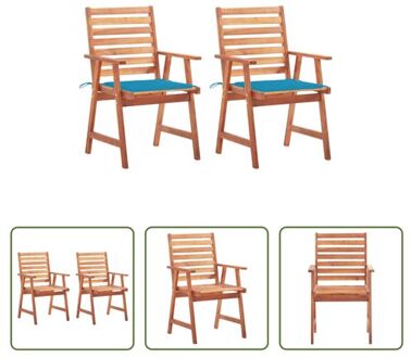 vidaXL Houten Stoelenset - Tuin - Terras - 56x62x92 cm - Massief Acaciahout Blauw