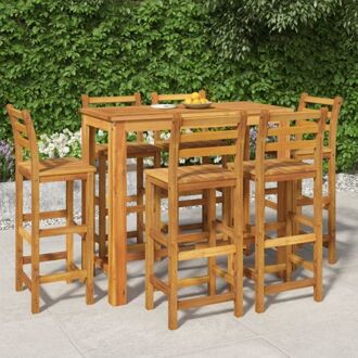 vidaXL Houten Tuinset - 120x60x105 cm - Massief acaciahout - Inclusief 6 stoelen Bruin