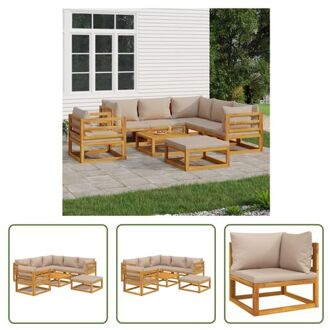 vidaXL Houten Tuinset - Acaciahout - Modulair Design - Comfortabele Zitting - Praktische Tafel - Handleiding Bruin